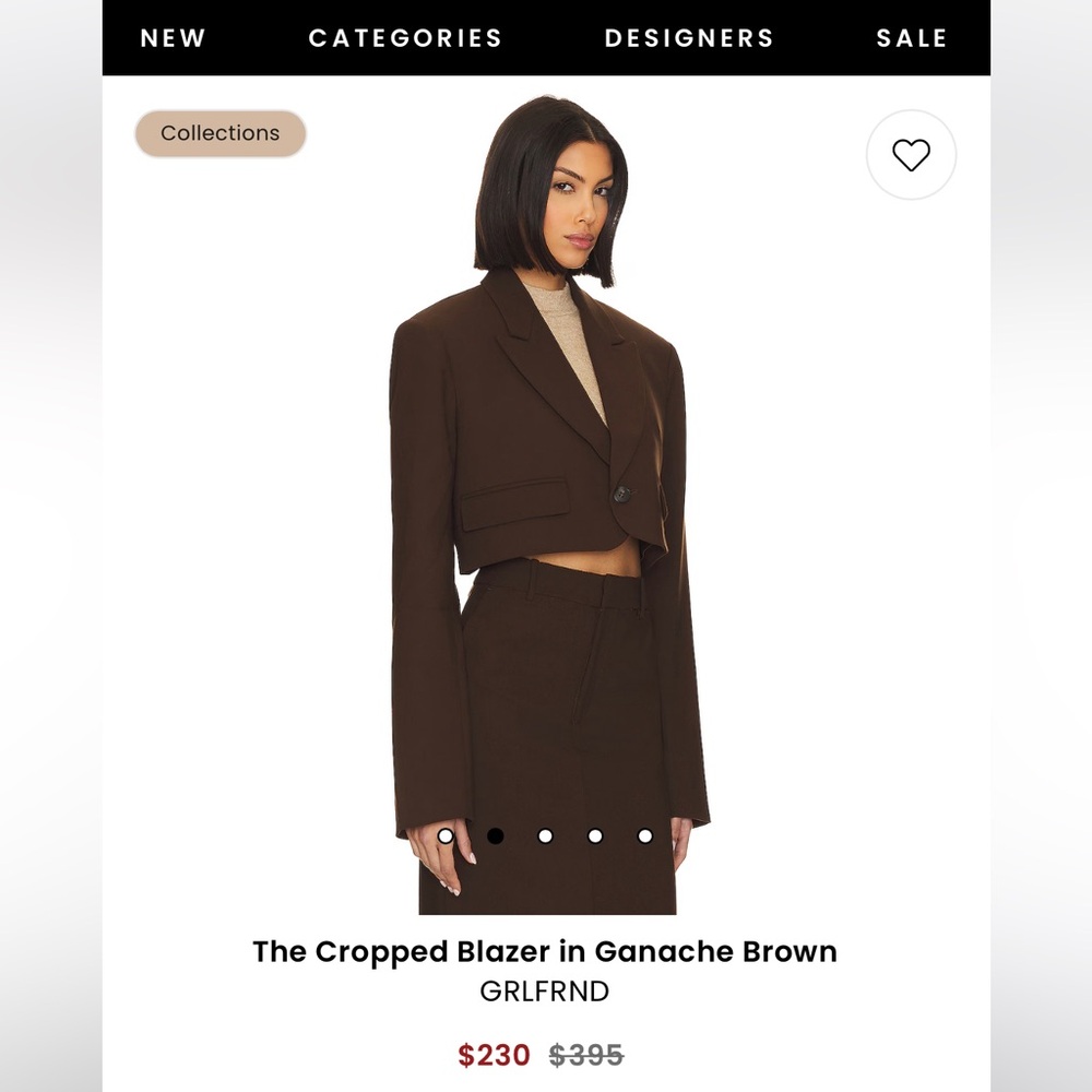 GRLFRND SET Midi Skirt AND matching CROPPED BLAZER IN GANACHE BROWN